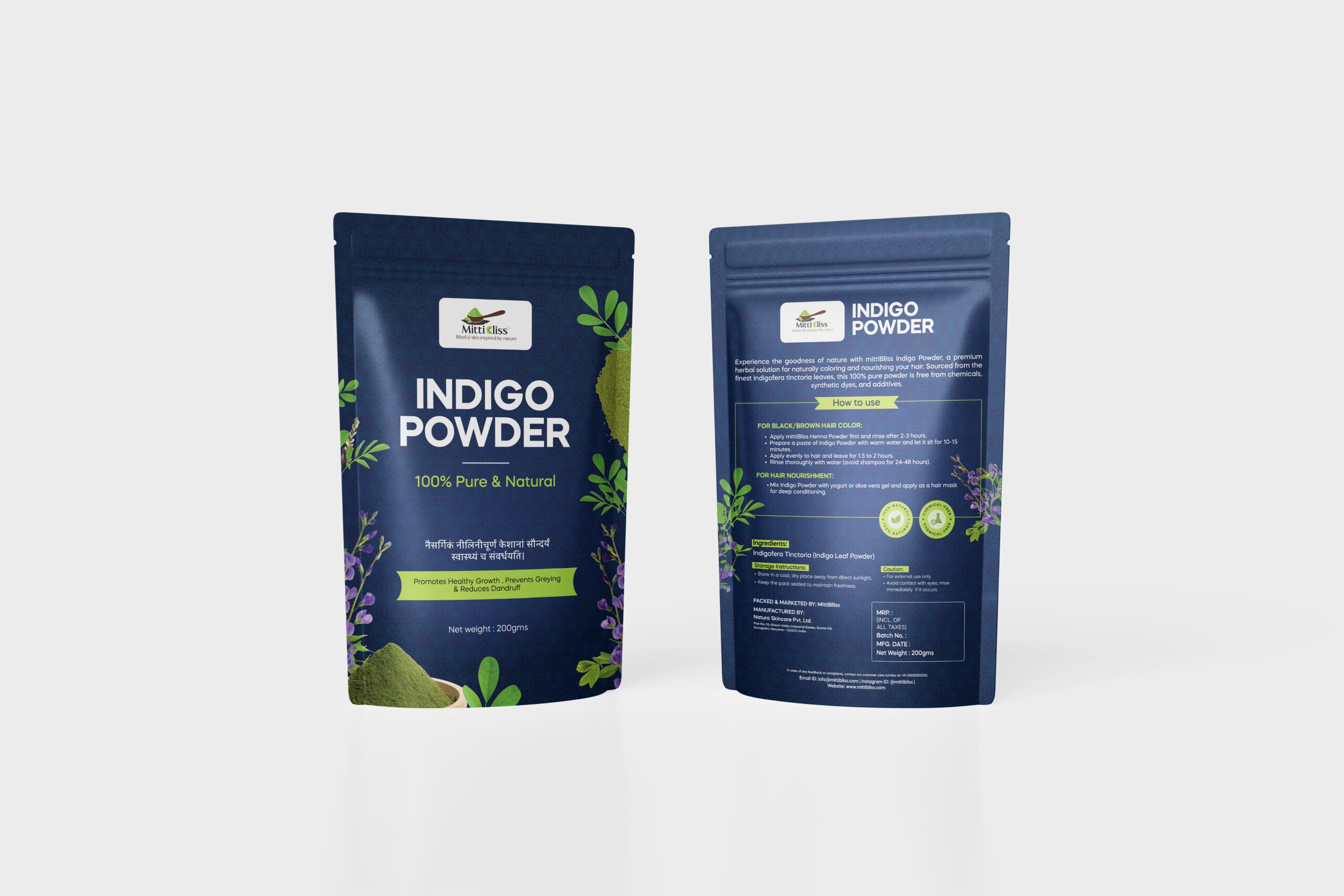 100% Natural Indigo Powder, Herbal Hair Color & Conditioner