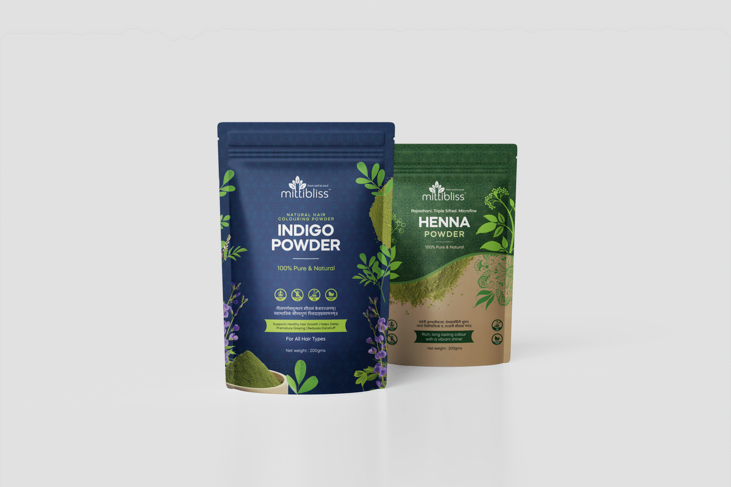 100% Natural Herbal Henna & Indigo Powder Combo Pack