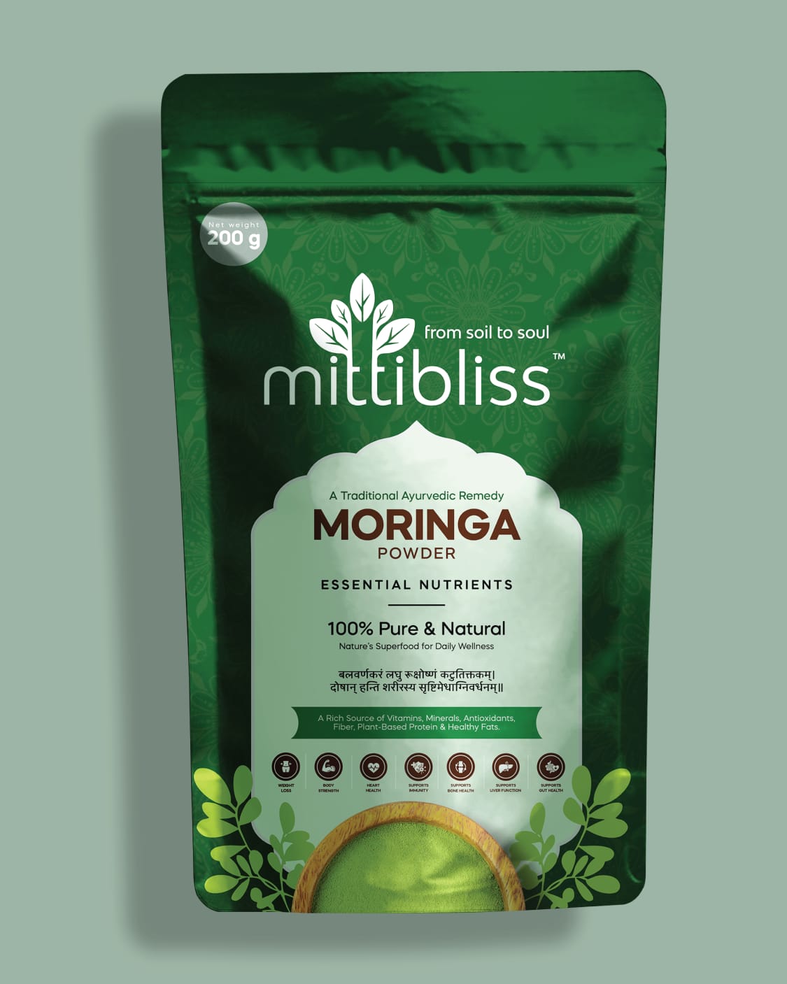 MittiBliss Moringa Powder (Pure Miracle Tree Leaf Powder)