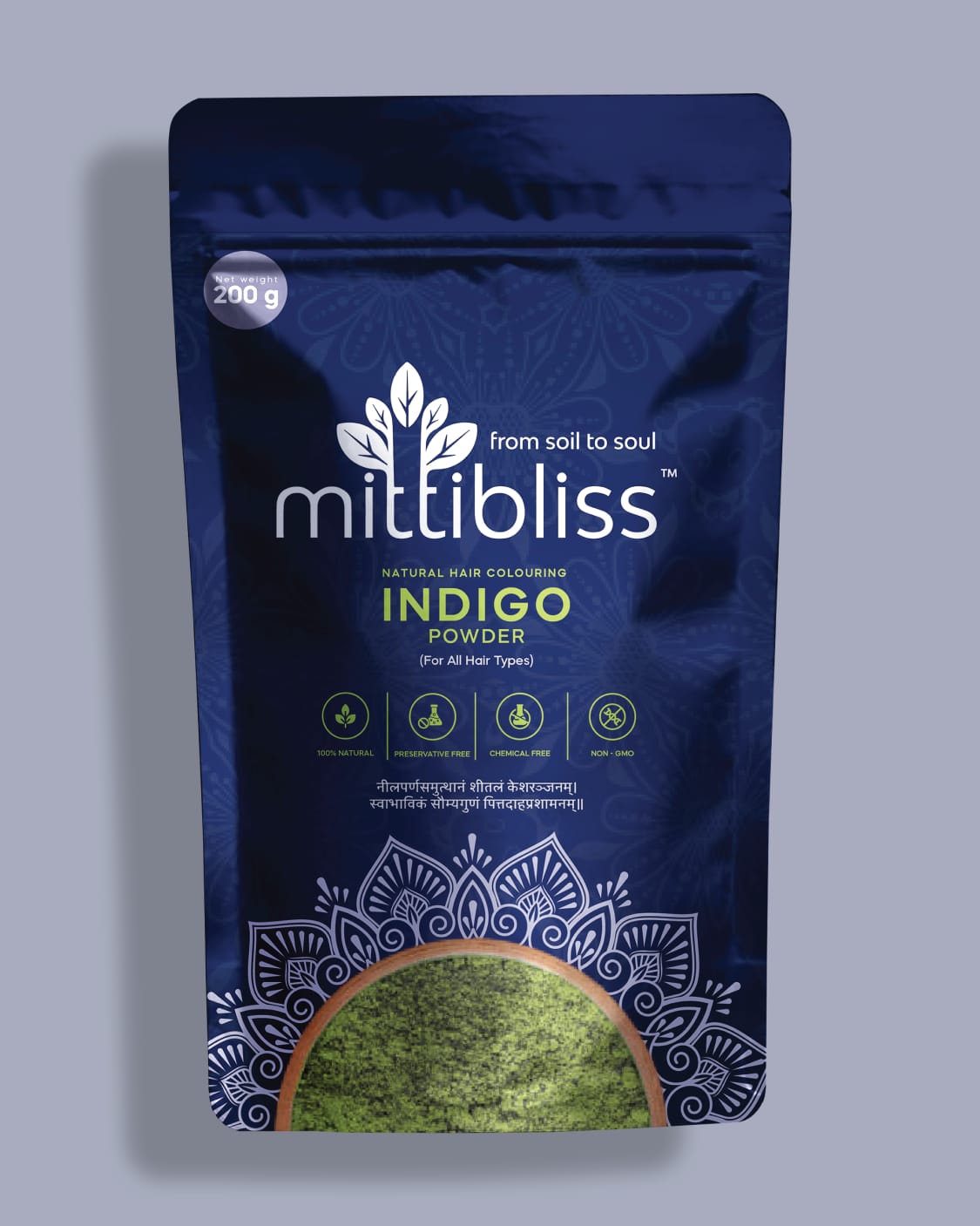 MittiBliss Indigo Powder (Pure Indigofera Tinctoria)